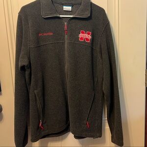 Columbia Charcoal Fleece Jacket with Red Details